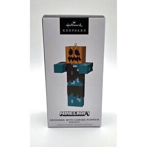 2024 Hallmark Minecraft Drowned With Carved Pumpkin Keepsake Ornament‎ New